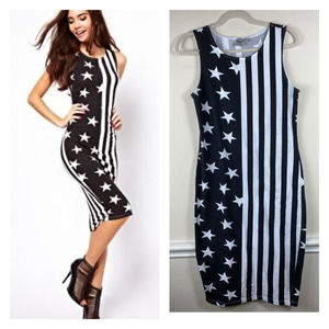 ASOS Stars and Stripes B/W Sleeveless Dress Size 4